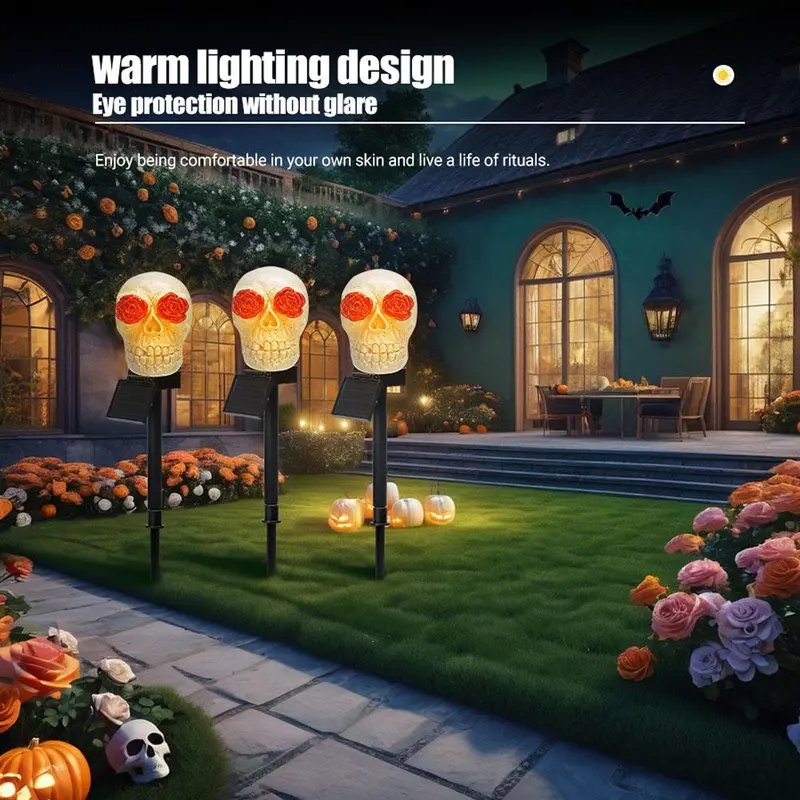 Solar Powered Skull Head Design Hanging Light, Halloween Hanging Light, Halloween Decoration Light for Garden, Yard, Lawn, Desktop, Pond, Balcony, Ornaments 4