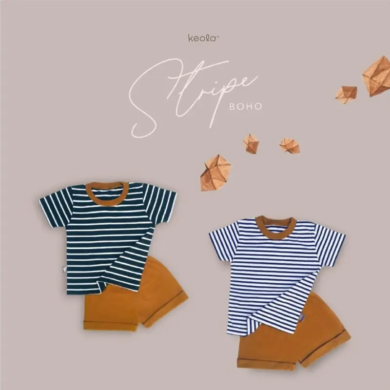 KEOLA Setelan Oblong Stripes  Boho / Setelan Anak Kasual Premium Baju Celana 4