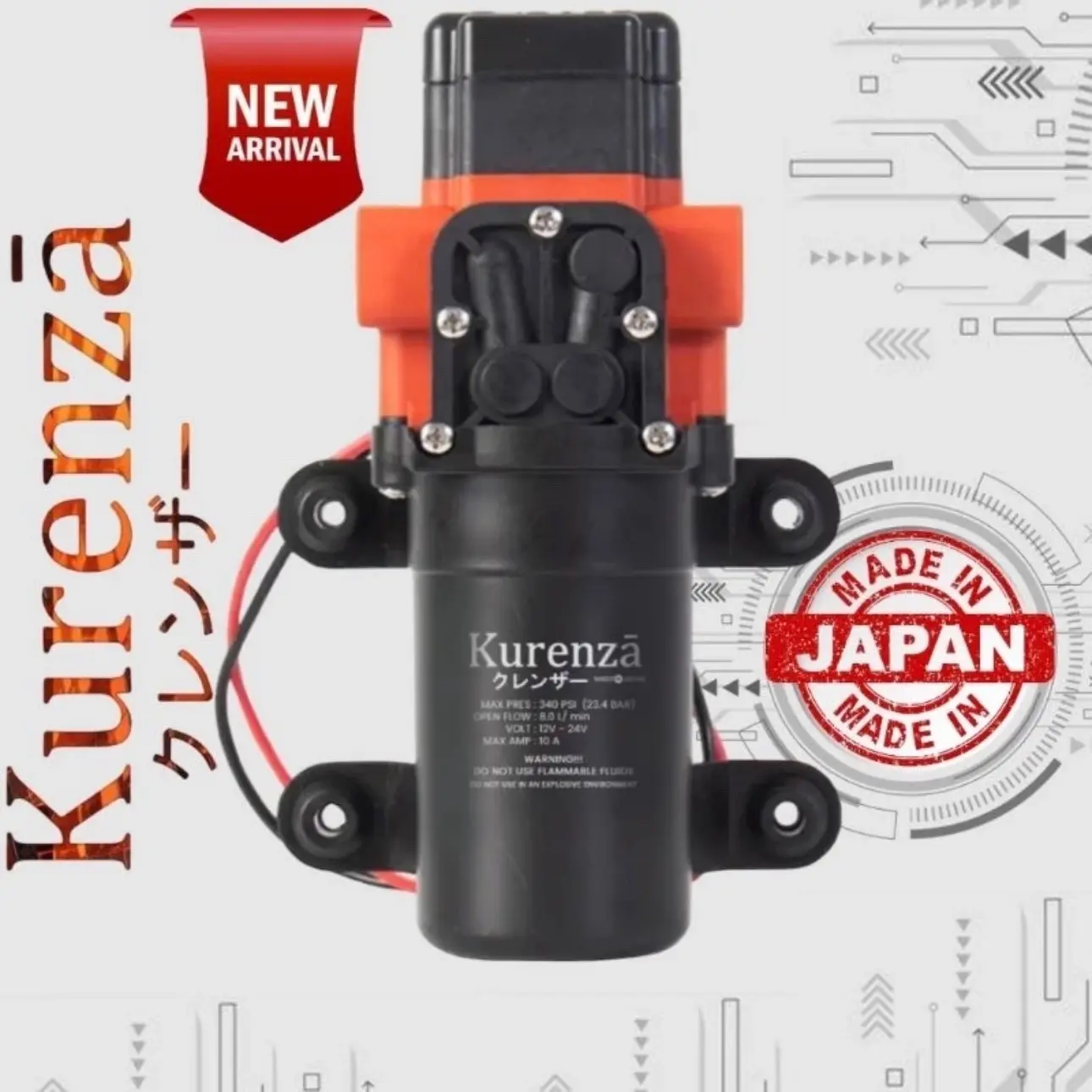 KURENZA  Paket Mesin 340psi 10A Otomatis Water Pump DC Dinamo  Tekanan Tinggi Air  Diafragma Elektrik Motor OFFICIAL