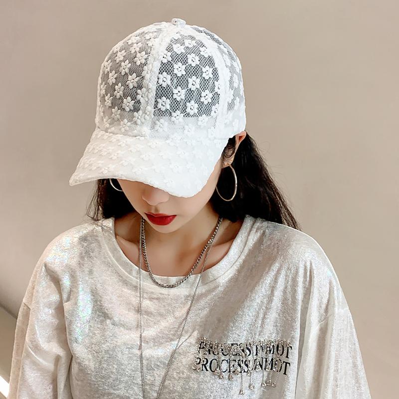  Mũ Ren Hoa Lưới Thoáng Khí Cho Nữ Thời Trang Hàn Quốc Mũ Bóng Chày Hoa Nhỏ Mũ Mùa Hè Snapback Tấm Che Mặt 