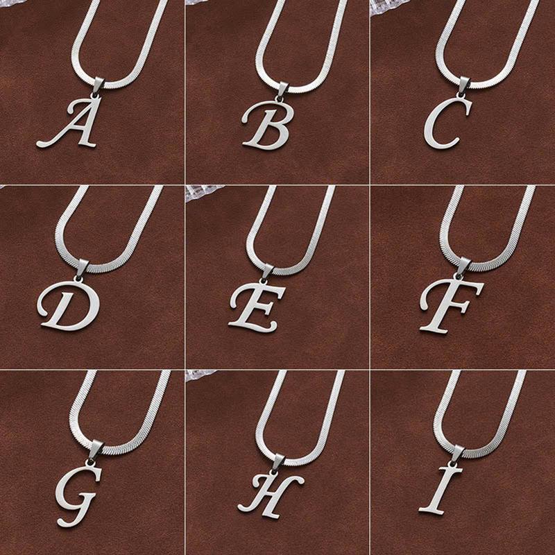 Dây chuyền Vòng cổ dây lụa mặt chữ cái 26 ký tự làm bằng thép không gỉ cá tính Nam  Nữ Trang Sức Jewelry