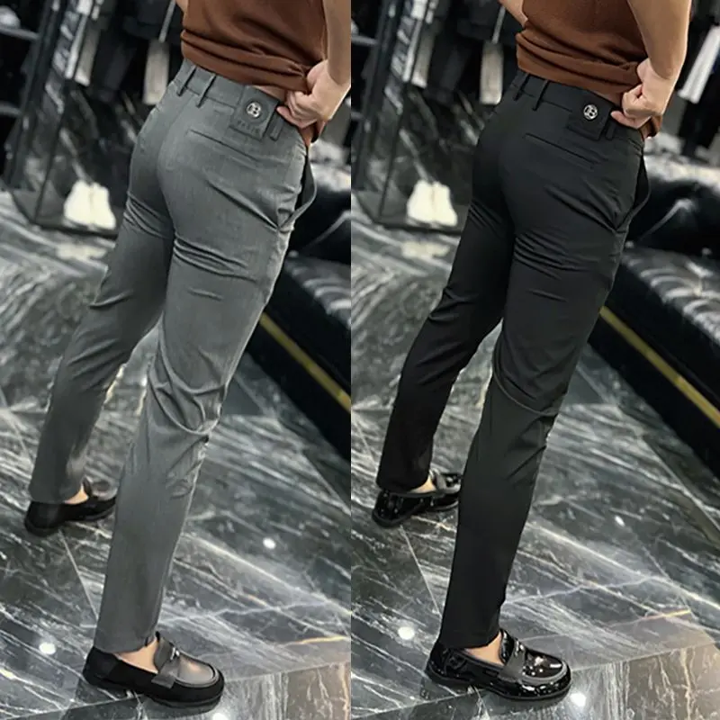 [Jennifer] High-End Entry Lux Business Casual Pants Men's Spring and Summer Thin Cropped Trousers Korean-Style Slim-Fit Anti-Wrinkle Non-Ironing Small Suit Pants