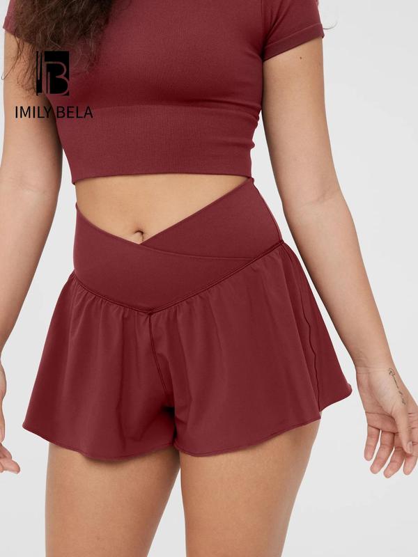 Women's Summer Plain High Waist Sports Gym Shorts, Solid Clothes Women, Casual Sporty Shorts for Tennis Running Gym Workout, Ladies Sportswear Bottoms for Summer 3