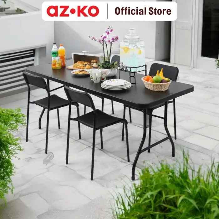 AZKO New Storm 182X76 cm Meja Taman Lipat - Hitam Foldable Garden Desk Picnic Table Meja Halaman Serbaguna Furniture Indoor Outdoor 3