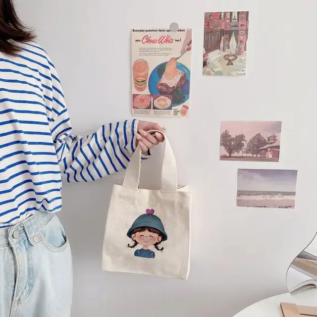 Handle Bag Wanita Bahan Kanvas Tas Handbag Mini Terbaru Tote Kecil Serbaguna