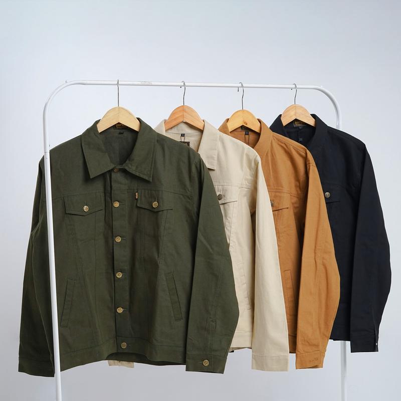 Brada Jaket Trucker Kanvas Pria - Caramel 7