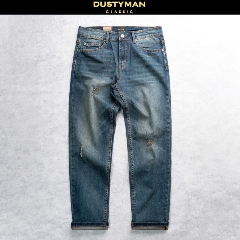 Quần Jean Nam Slim Fit Chad Dustyman, Xanh Wash Cổ Điển,Co Dãn Nhẹ, 611 Slim Fit