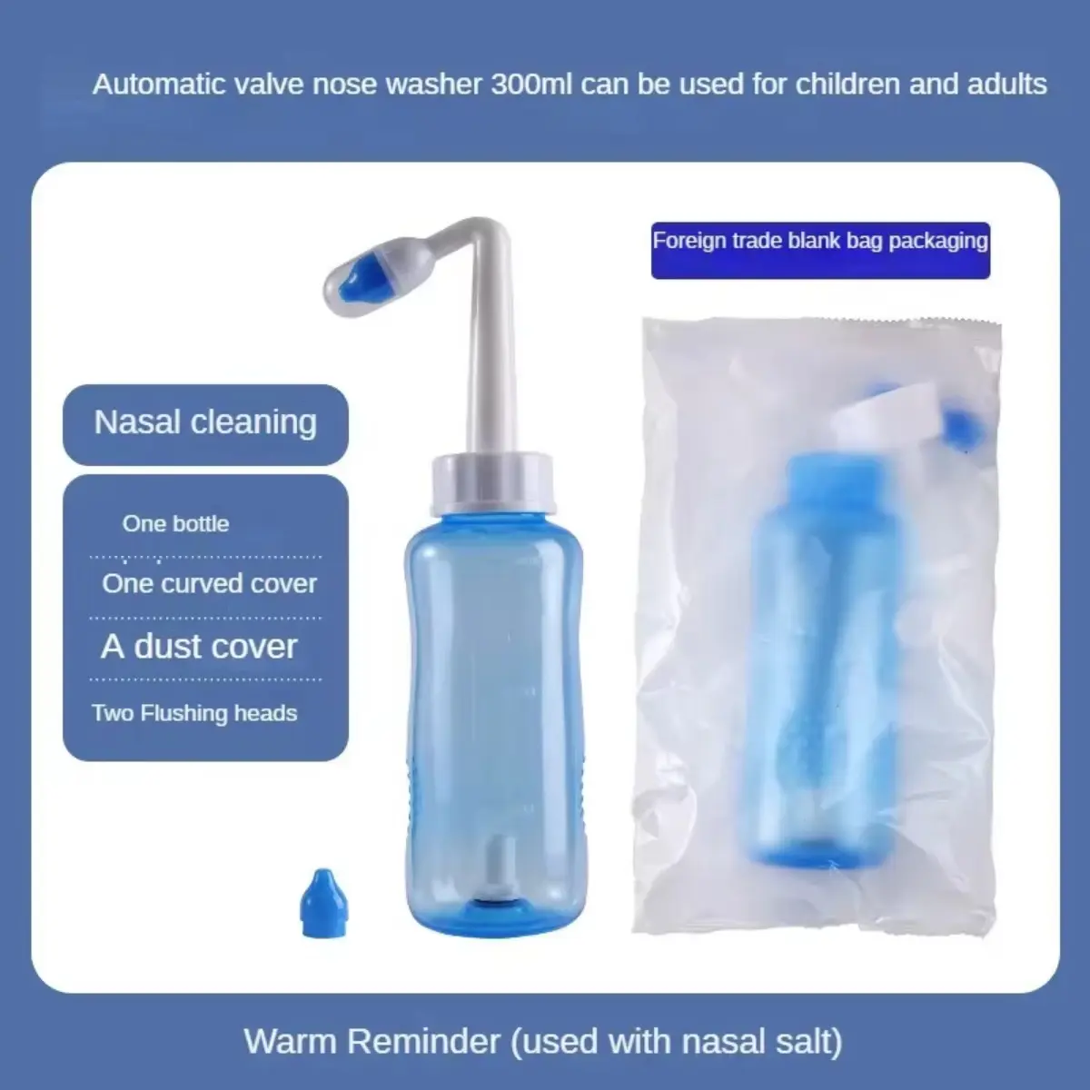 300ml Nose Wash Cleaner Nasal Sinus Allergies Relief Nasal Pressure Rinse Irrigator for Children Kids Adults Nasal Aspirator