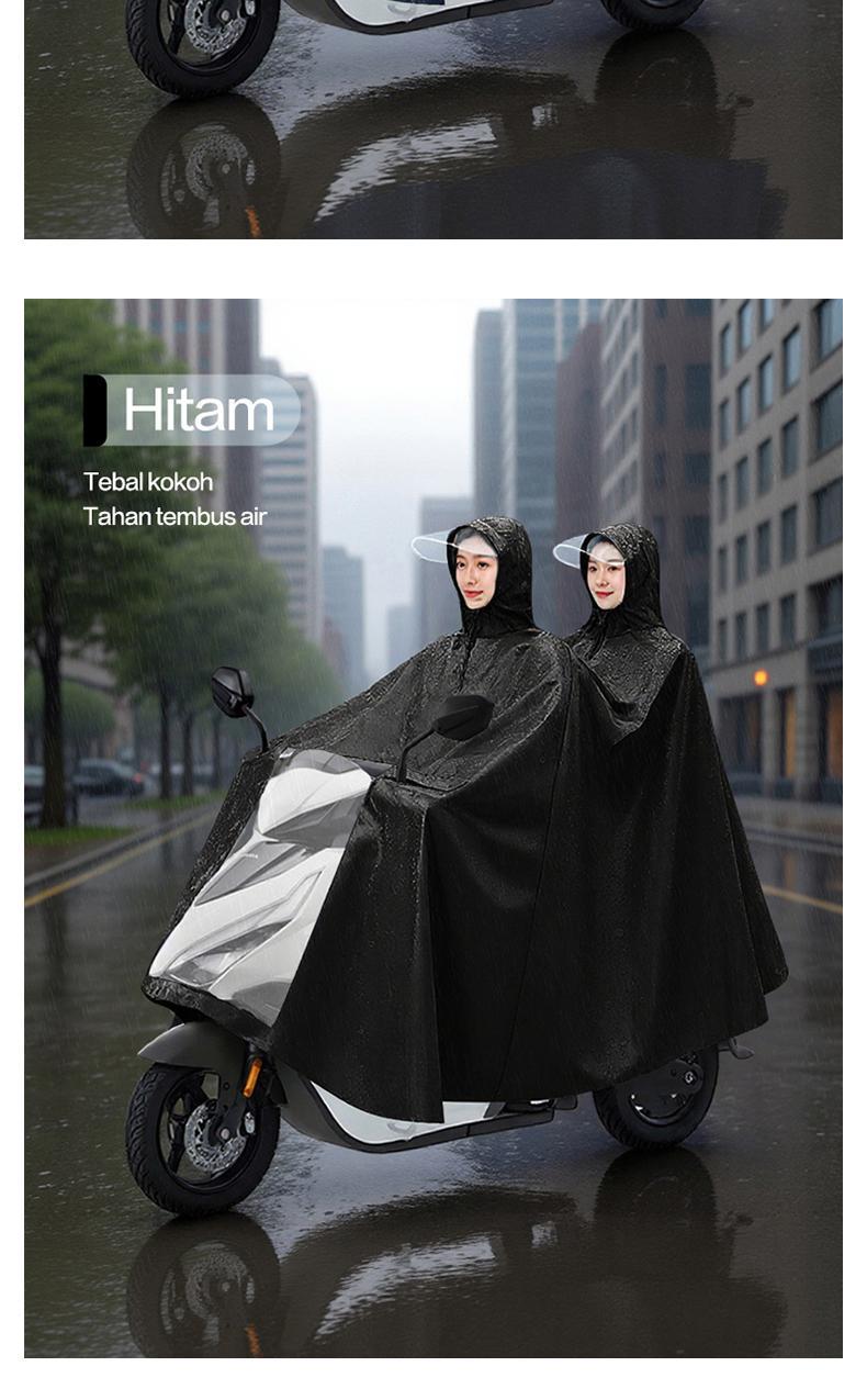 Jas hujan terbaru untuk dua orang, jas hujan motor yang modis dan tahan lama, tebal dan anti air, cocok untuk berkendara motor, bisa digunakan pria dan wanita