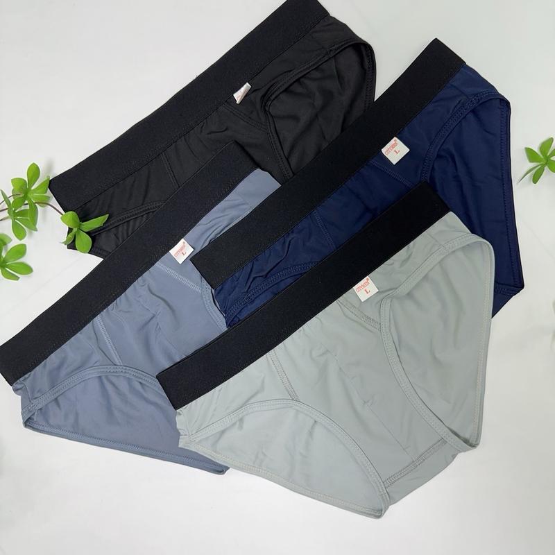 Combo 5  quần Sịp Tam giác cho nam cạp 4cm vải thun lạnh, kháng khuẩn khử mùi có dãn 4 chiều lưng trơn dễ mặc Boxer Quần Boxer Quần lót Menswear 2
