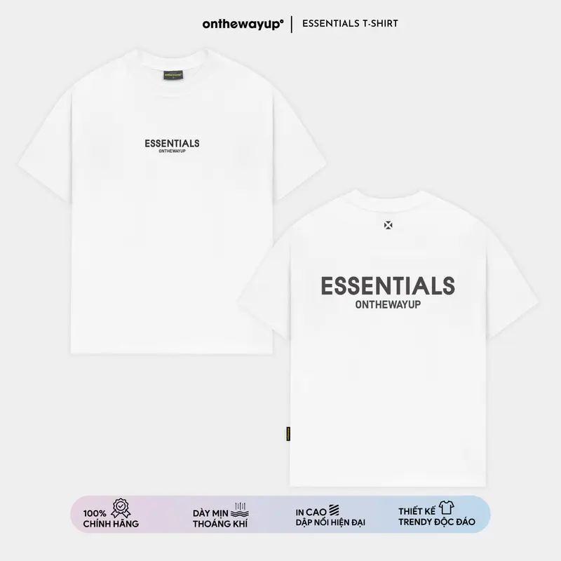 Áo Thun nam nữ ONTHEWAYUP local brand in cao nổi Essential Premium Cotton/ Màu Trắng  Top Menswear Cổ Tròn 0