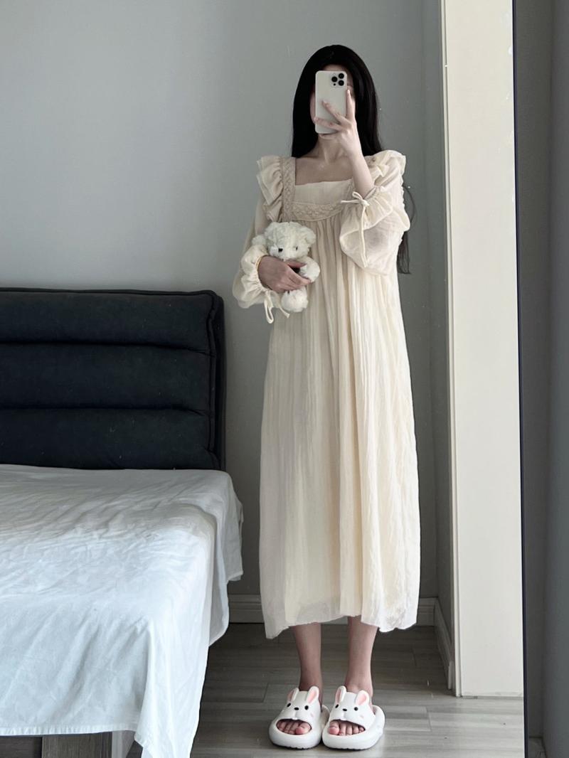 Product Introduction of Đồ Ngủ, Hàng Mới Về, Dành Cho Nữ, Mùa Hè 2024, Cao Cấp, Váy Ngủ Cổ Vuông, Ngoại Cỡ, Dáng Rộng Vừa Vặn, Phong Cách Thường Ngày 4