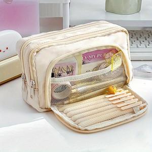 Bolsa para guardar papelería de gran capacidad y duradera, 1 estuche para lápices multi-rejilla, Bolsa portátil para guardar plumas para oficina y escuela