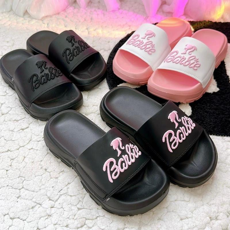 Dép BarBie Quai Ngang Xé Dán Nam Nữ Cá Tính Đế Cao 4 Phân - Form Rộng - Chọn Giảm 1 size - Mẫu cô gái - trustvnxk DéP Slipper