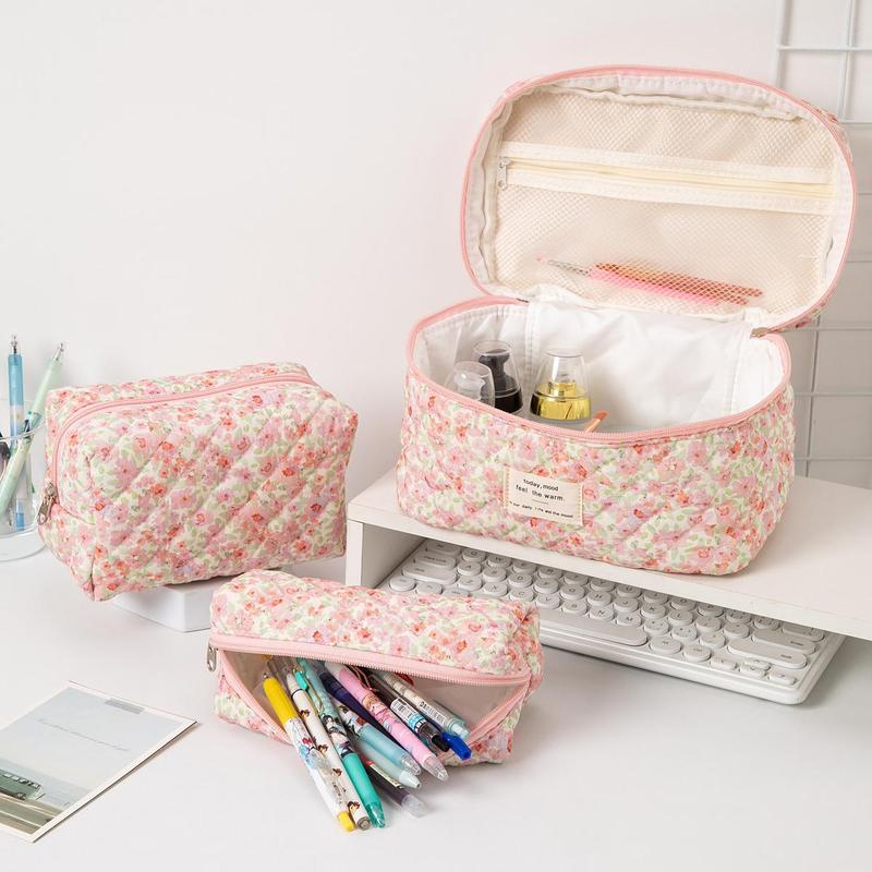 Product Introduction of Floral Pattern Makeup Bag Set, 4 Counts/set Large Capacity Cosmetic Storage Bag, Zipper Makeup Organizer Pouch, Versatile Storage Bag for Travel, Office, Home 6