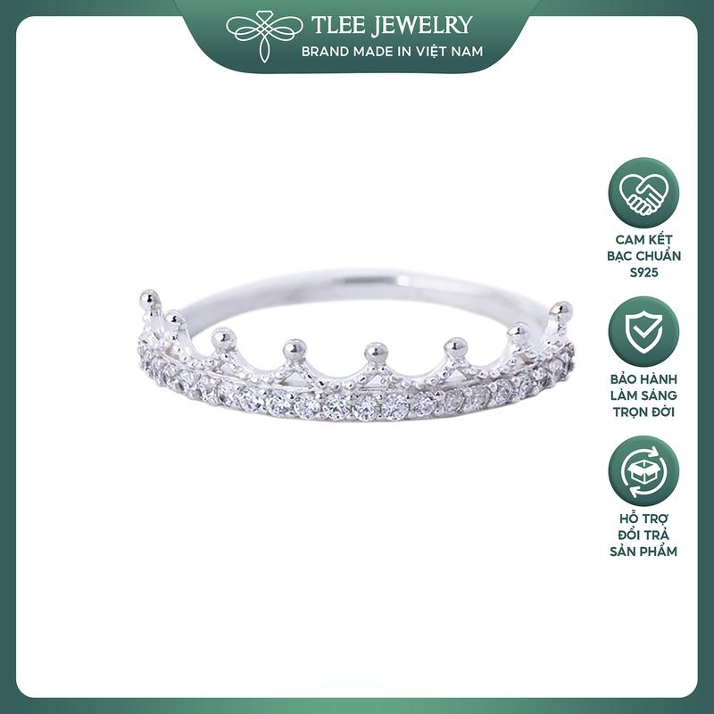Nhẫn bạc nữ TLEE king vương miện nạm đá cao cấp TLEE JEWELRY A0100