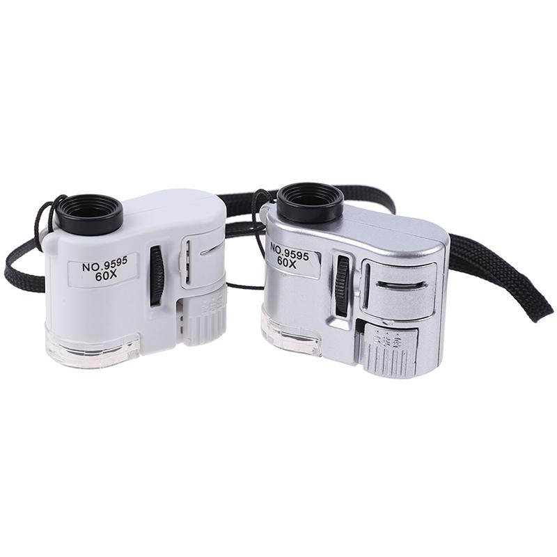 Kính hiển vi kính lúp mini, 60X, với đèn LED, thích hợp cho thợ kim hoàn, để…