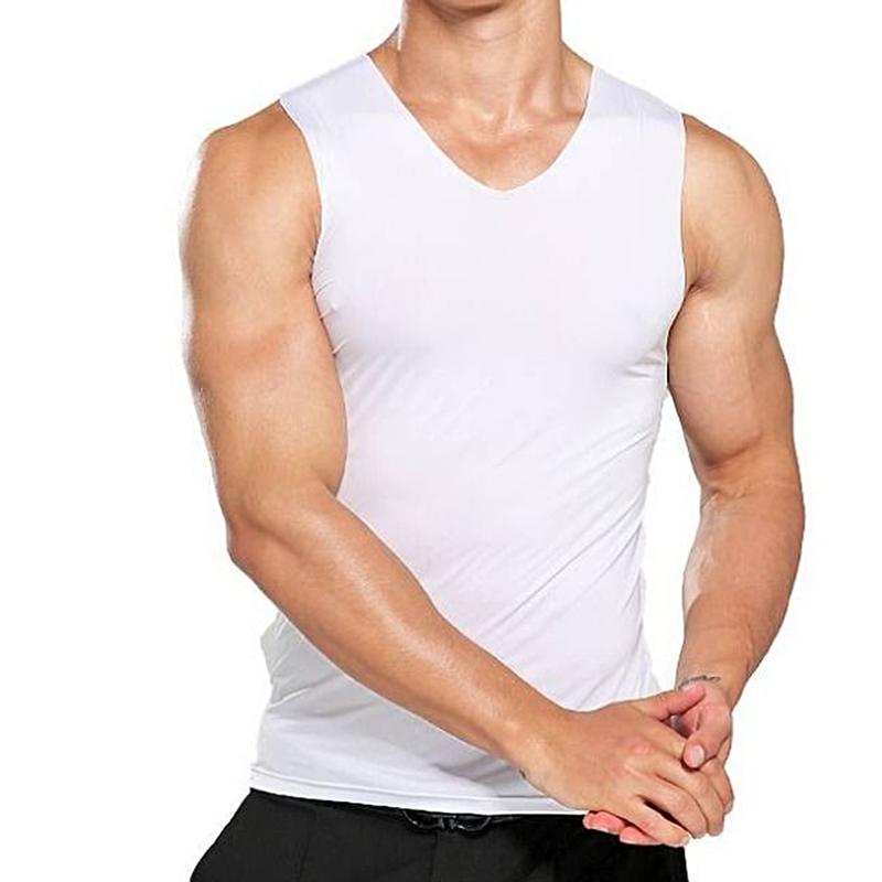 Áo Vest Nam, Không Tay, Cổ Chữ V, Nhanh Khô, Làm Bằng Lụa Lạnh Áo Vest Áo Ba Lỗ, Thích Hợp Mặc Hàng Ngày 3