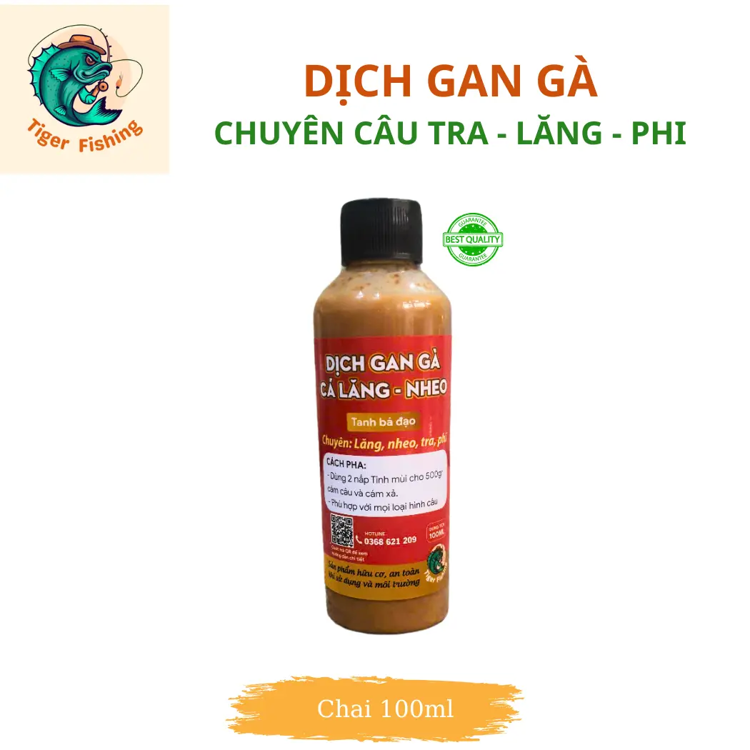 Dịch gan gà câu cá da trơn Tiger Fishing | Mùi tanh nồng, phù hợp tra, lăng, phi - Ship hỏa tốc, fishing, bắt cá Đồng Mồi