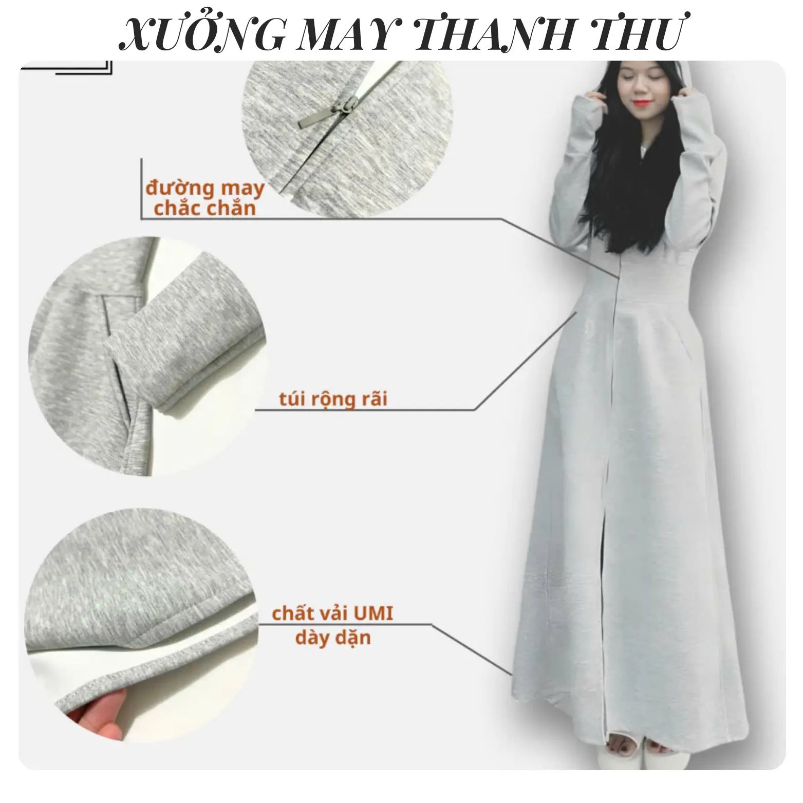 áo Chống Nắng Toàn Thân Nữ Chất Umi Hàn Chống Tia Uv From Dáng Dài Rộng Chất Liệu Thoáng Mát Thấm Hút Mồ Hôi khoác