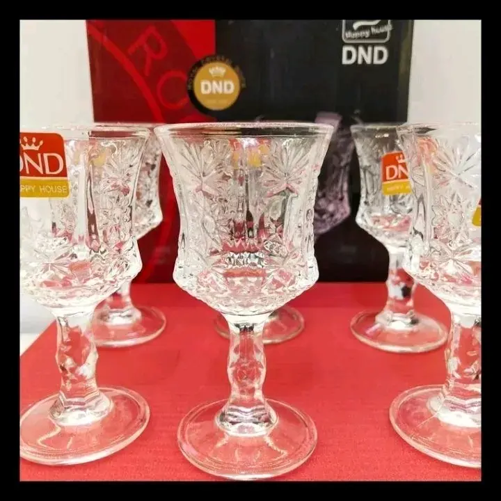 COD/Capodimonte Gelas kaca kecil isi 6pcs /Diameter 5,5 cm Tinggi 10,5 cm /Gelas kaca Cantik Gelas wenie