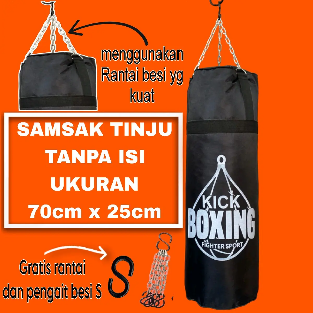 samsak olahraga berkualitas cod ukuran 70cm tanpa isi alat beladiri tinju muaythai Boxing