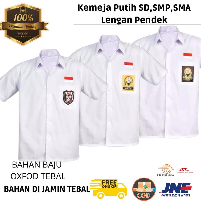 Baju Putih Lengan Pendek SD SMP SMA 0