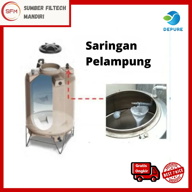 Depure Filter Bag Saringan Air Polyester (PE)  1, 5,10, 25, 50, 100, 150 Micron (7" x 32") (Saringan Toren) 4
