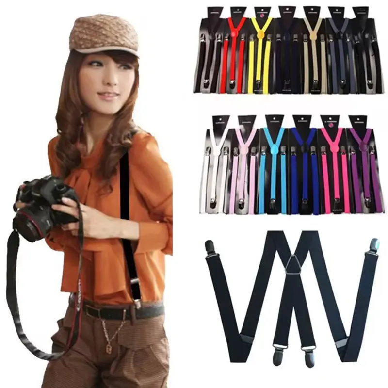 Wide Men Suspenders High Elastic Adjustable 4 Strong Clips Suspender Heavy Duty X Back Trousers Braces 6 Colors Unisex 25mm