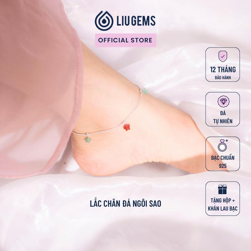  Lắc Chân Nữ Bạc 925 Mix Đá Tự Nhiên Ngôi Sao Liugems Phong Cách Thời Trang Cá Tính LC04  Mua một tặng một hộp đựng trang sức + một khăn lau bạc miễn phí  