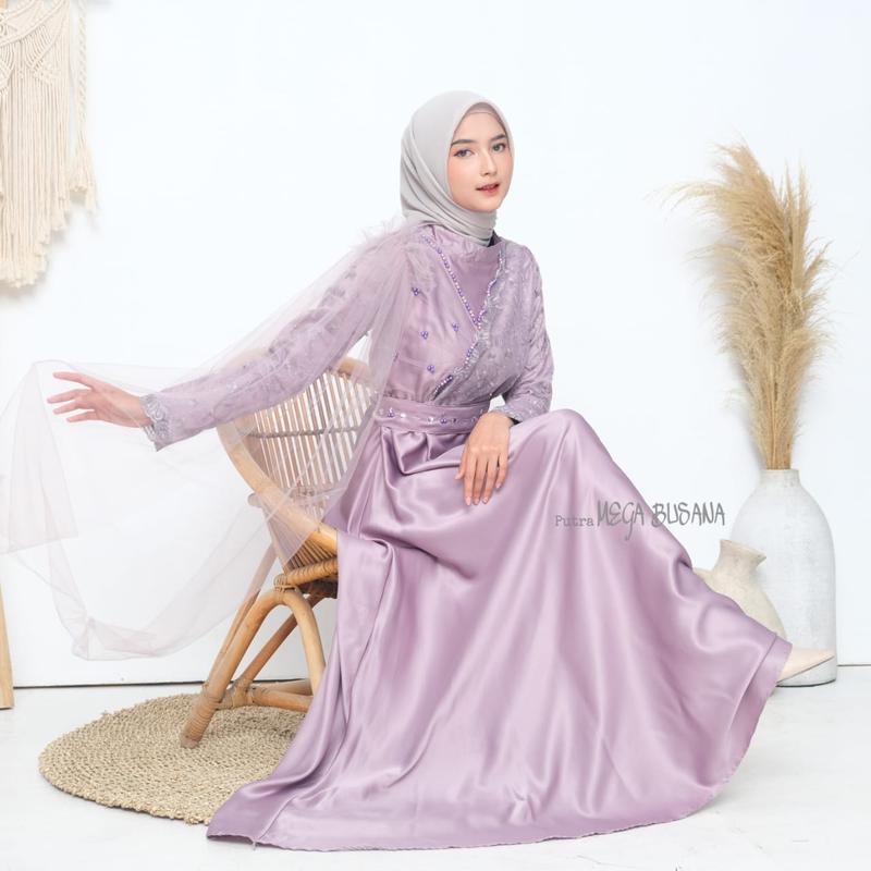Product Introduction of Nikita Dress Queenbee Fashion Gamis Muslim Wanita Pesta Kondangan Bridesmaid Wisuda Brukat Tile Bordir Motif Payet Mutiara 1