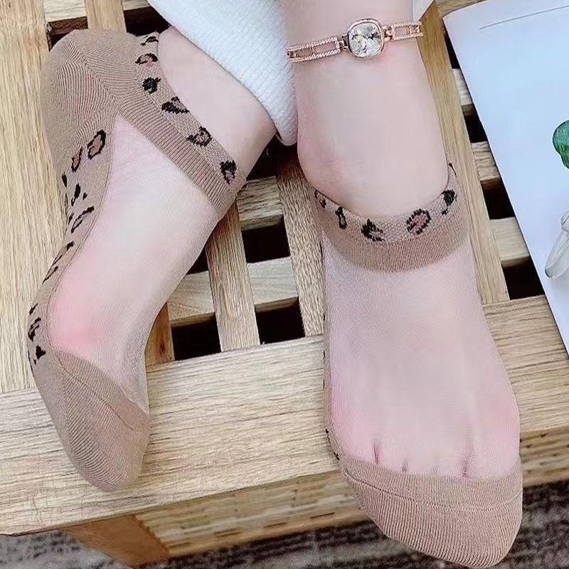 Vớ cho phụ nữ, thả nhanh, mỏng và thoáng khí, in họa tiết da báo, lụa pha lê, lụa thủy tinh vô hình, vớ thuyền, được sản xuất bởi một nhà sản xuất 7