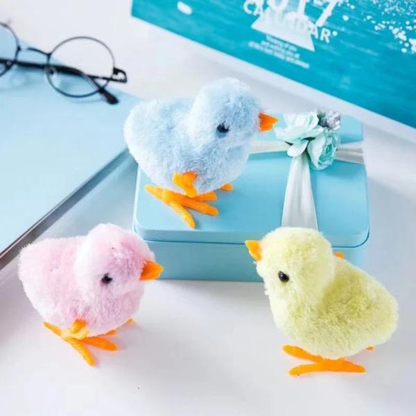 Product Introduction of Pet Cat Toys Jumping Walking Hopping Cartoon Plush Chicken Clockwork Cat Interative Playing Toy Wind Up Chick Kitten Supplies 2