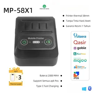 Hadiah gratis: 3 gulung kertas termal yang cocok untuk printer termal mini MP-58x1 (lebar 58mm) untuk mencetak struk. Aplikasi yang cocok: - Industri pakaian - Industri makanan - Perangkat elektronik - Laboratorium medis - Skenario lain. Model baru dikiri