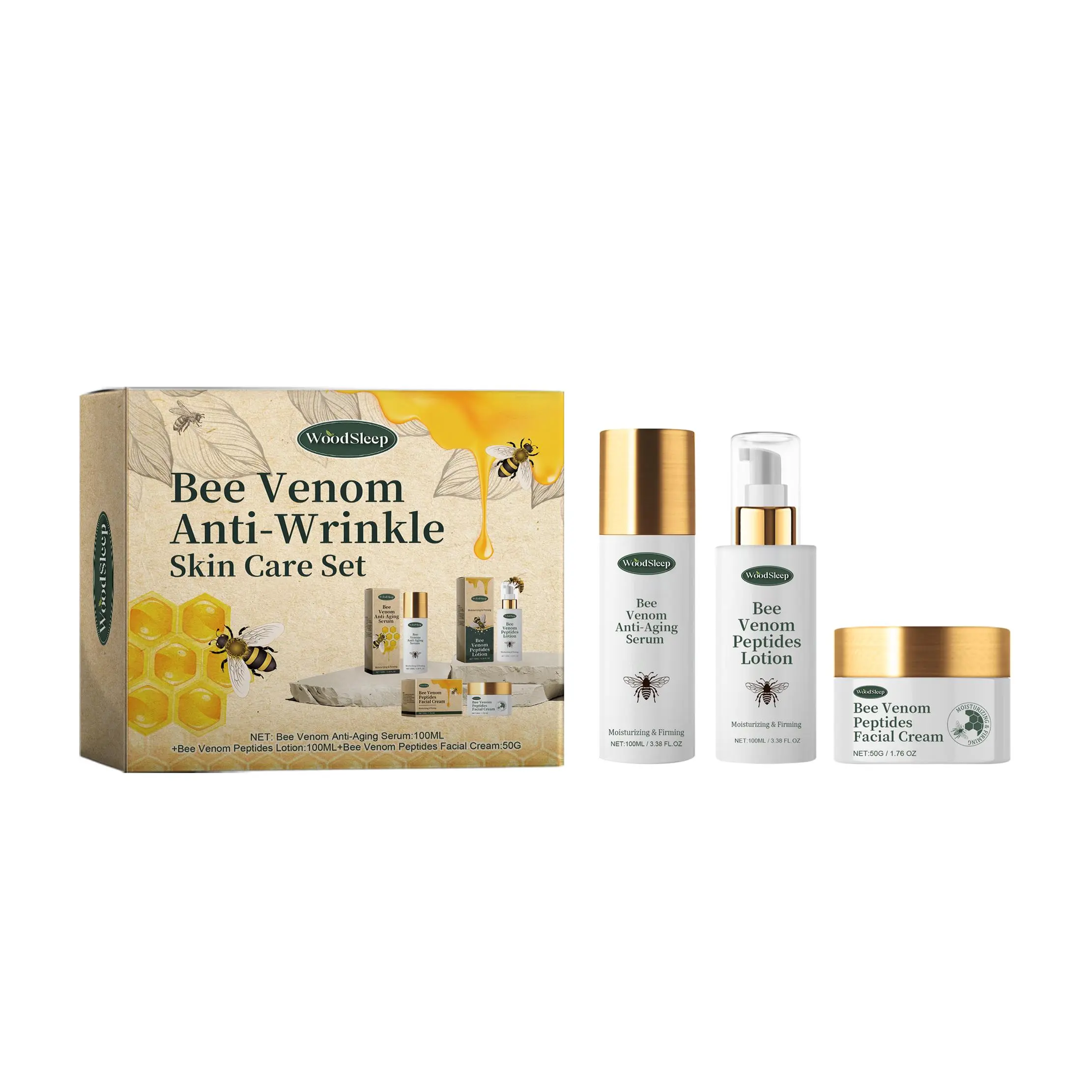 Bee Venom Skin Care Kit, 1 Set Facial Cleansing Hydrating And Nourishing Kit, Moisturizing Skin Care Set For Women