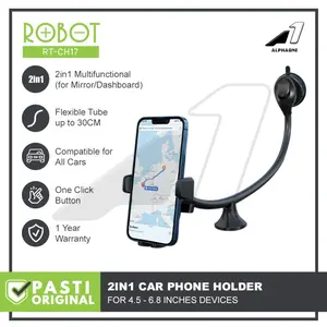 ROBOT Car Holder Dashboard Kaca Mobil RT-CH17 Mount HP Phone Stand Dudukan Handphone Penyangga Smartphone
