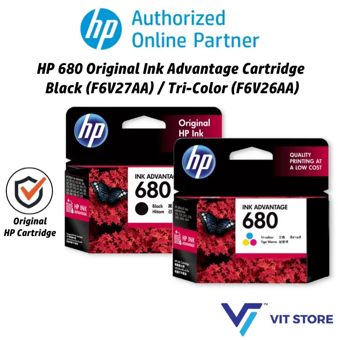 [Original] HP 680 Ink Cartridge Black / Tri-color | for HP Deskjet 1100 1110 1115 2135 3635 4675 4678 Advantage Printer