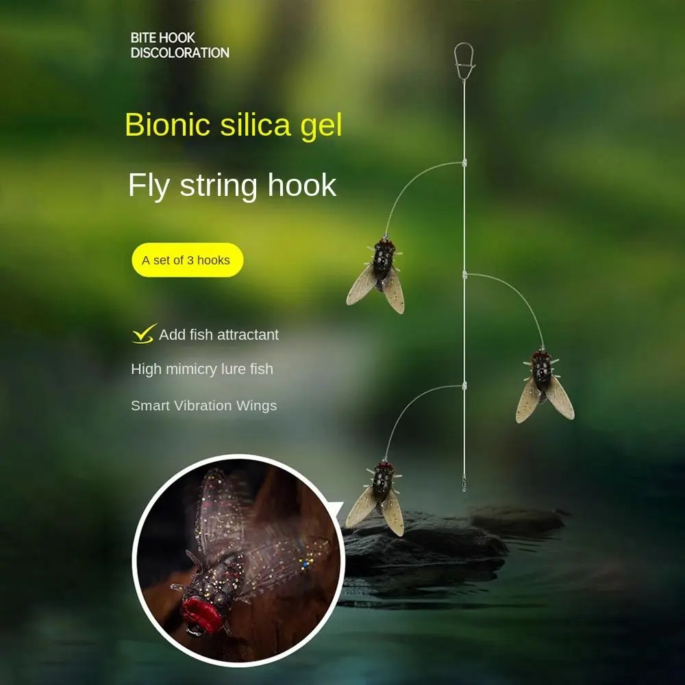 1Bag 2025 Long Tail fly Fish Lure Fishing Tackle Carbon Steel String Hook Swim Anti winding Soft Bait Hook Portable