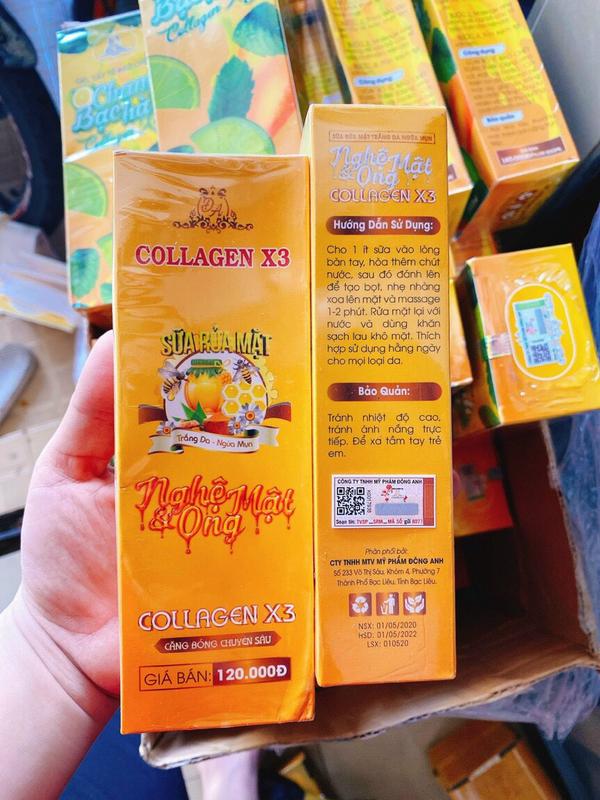Sữa rửa mặt Nghệ Collagen X3 Đông Anh - Chính hãng Kiểm soát dầu Da nhạy cảm Tất cả các loại da Skincare Làm Đẹp Da sữa _ 3