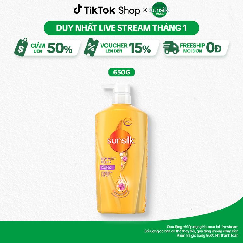   1  Dầu gội Sunsilk hỗ trợ làm sạch và Dưỡng Tóc Chăm Sóc Tóc mềm mượt tóc cho mái tóc ngát hương 650g 