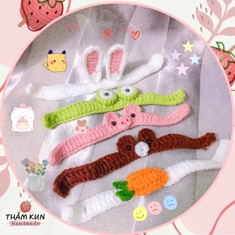 Vòng tay heo, ếch, cà rốt, thỏ, gấu đan len handmade 1
