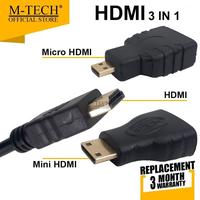 Gambar Kabel HDMI 3 in 1 M-TECH Hdmi to Hdmi, Mini & Mikro Gold Accessories - HDMI 3in1 dari Reformasi Computer Kota Administrasi Jakarta Barat 2 Tokopedia
