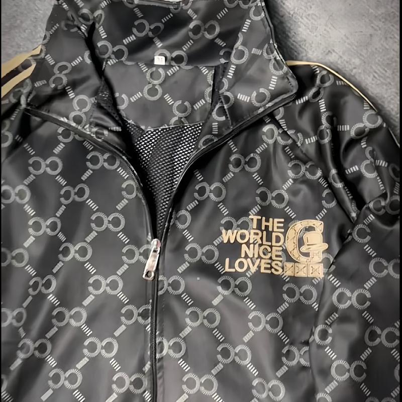 Áo Khoác Poli Cao Cấp Thời Trang MenVip Fashion Menswear Jacket (Đen + Thêu viền vàng Kem 6