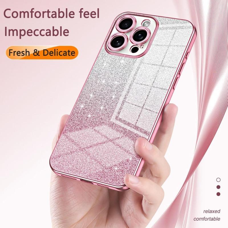 Product Introduction of Glitter Phone Case, 1 Count Fashion Phone Protective Cover, Phone Accessory Compatible with iPhone 14 15 Pro Max 12 13 Pro Max 4