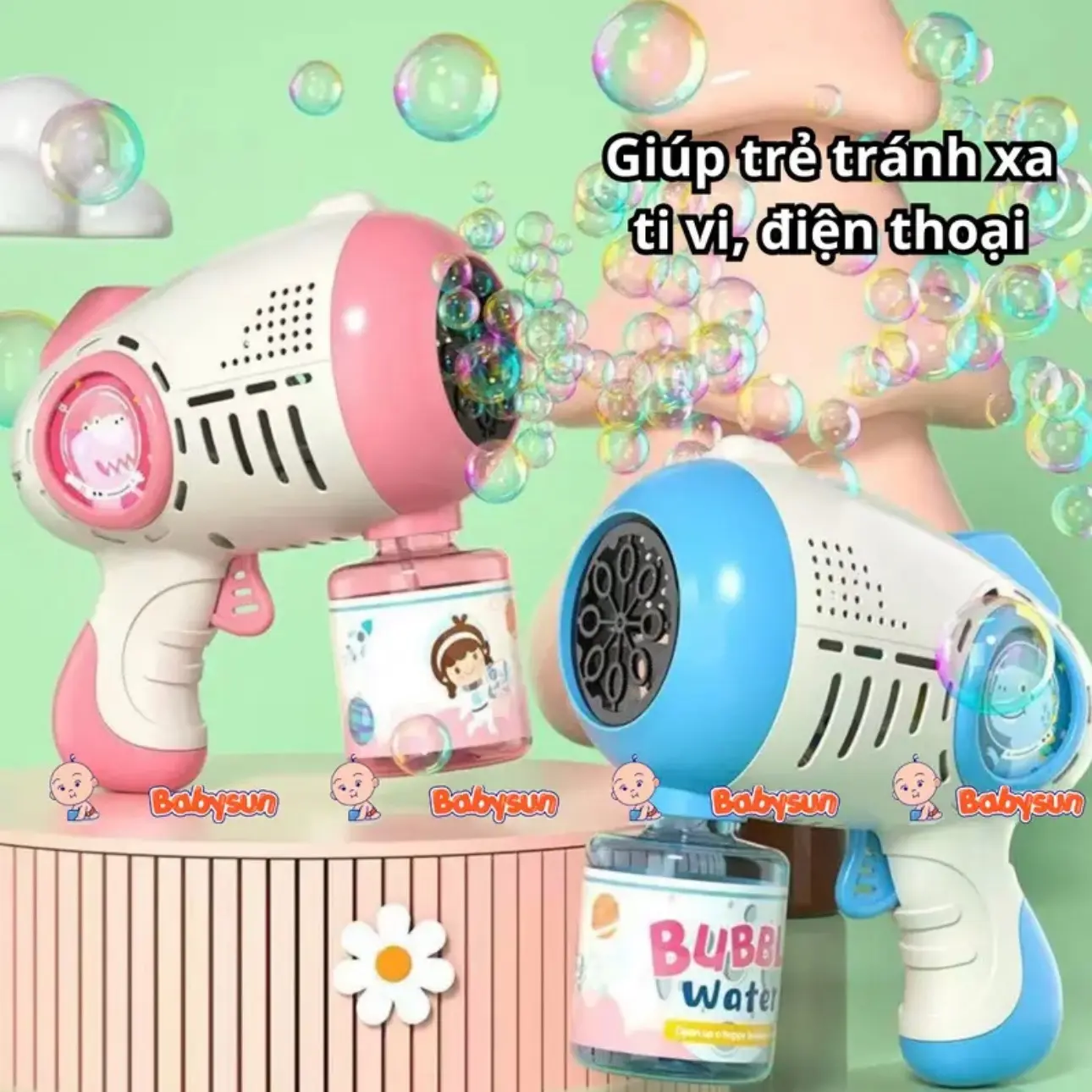 Đồ Chơi Tạo Bong Bóng Cho Bé Có Đèn Màu Hồng