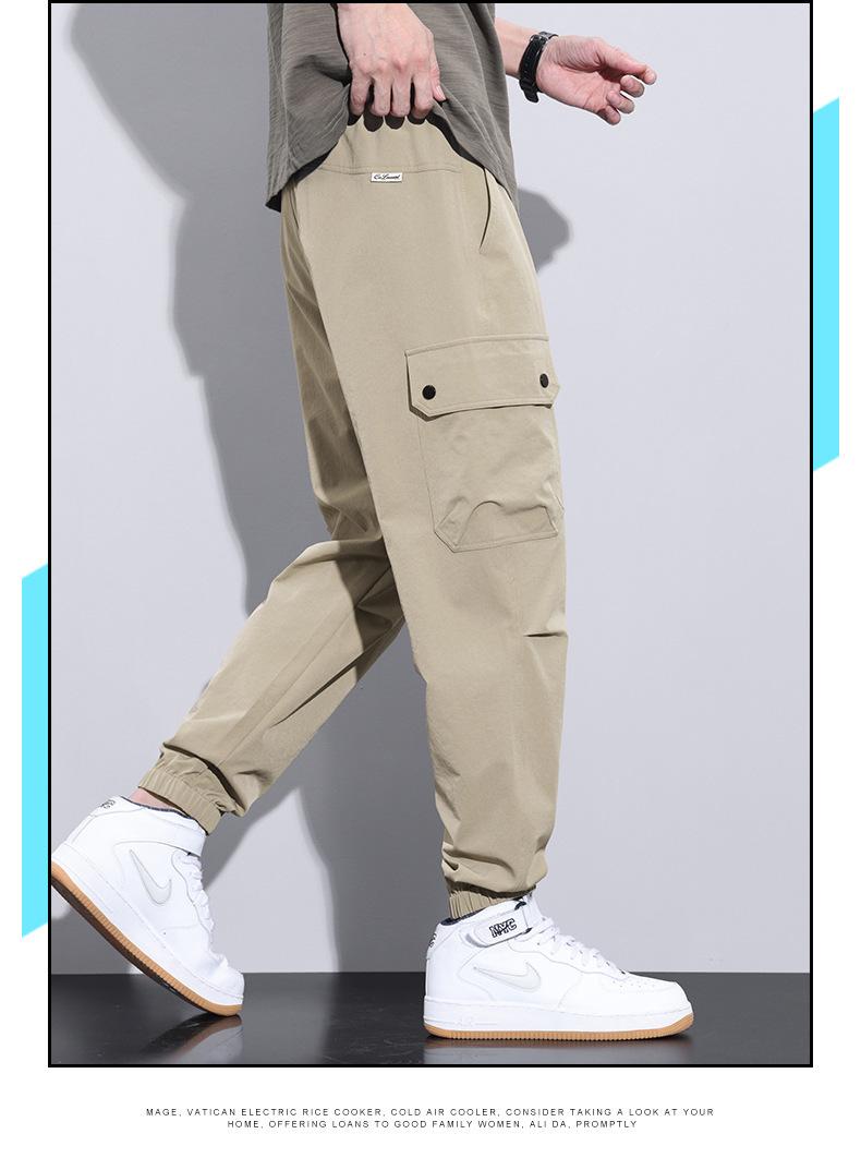 Product Introduction of Men's Casual Pants Summer Lightweight Loose Fit Jogger Cargo Pants Streetwear Fashion Trendy Hip Hop Workout Trousers (Big Size Available) 3