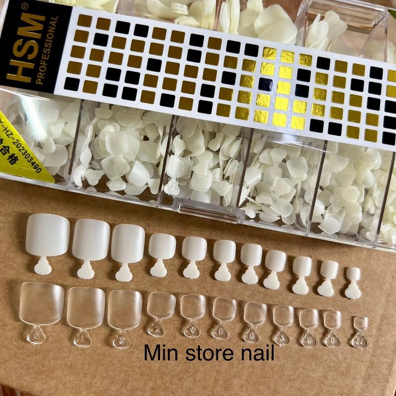 Móng úp chân ngắn nhám sẵn HSM hộp đủ size Làm Nail