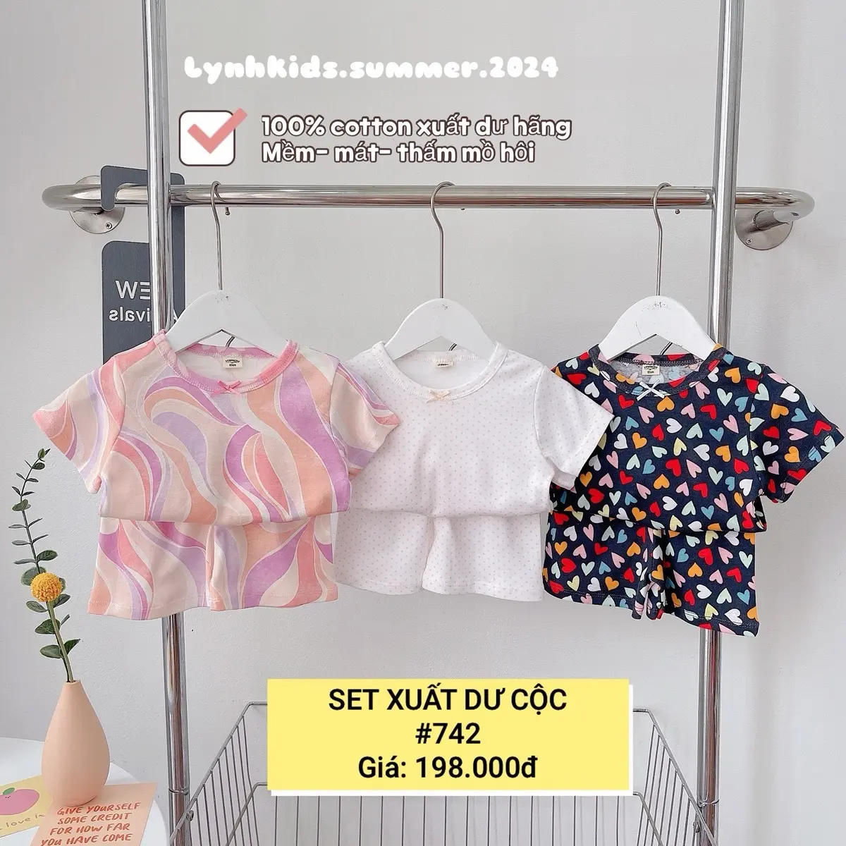 Set bộ coton cộc tay cho bé trai, gái Em bé