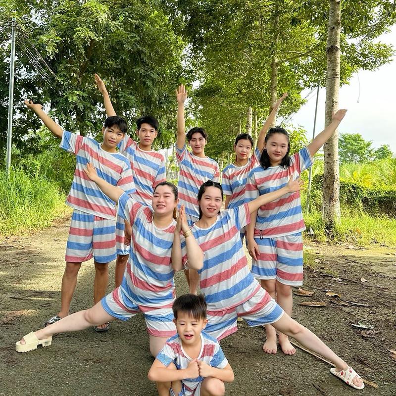 Bộ Quần Đùi Vải Bố, Thiết Kế Họa Tiết, Kích Thước Đầy Đủ, Dành Cho Mẹ Và Bé, Trang Phục Cặp Đôi 2