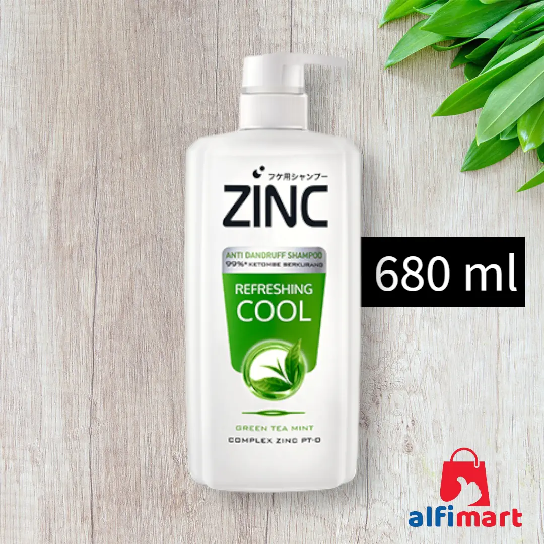 ZINC Shampoo Refreshing Cool jumbo pump 680ml 680 ml / Shampo Anti Ketombe Zinc warna hijau besar 680ml